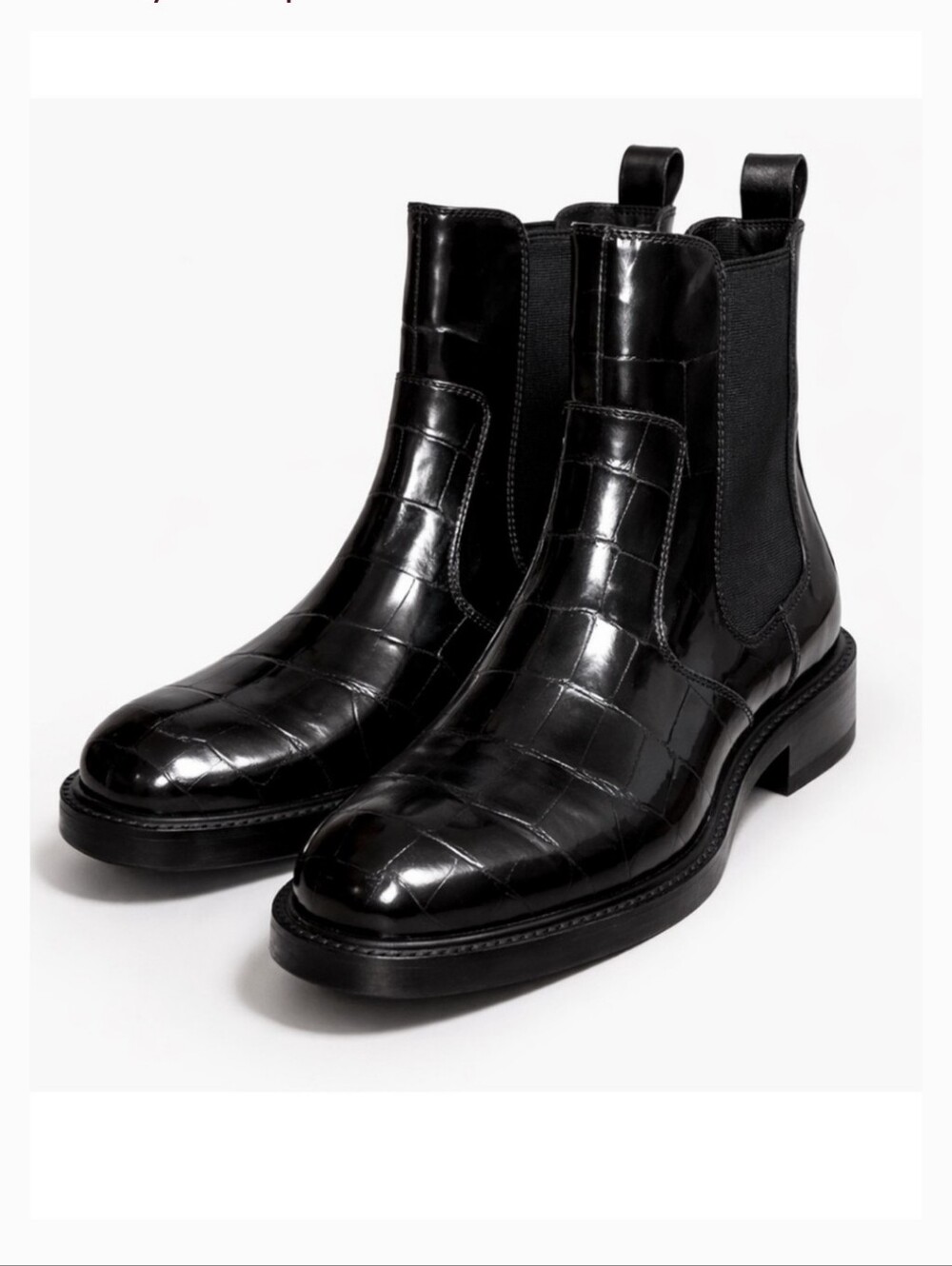 Jeffrey Campbell Lomon Black Croc Chelsea Ankle Boots